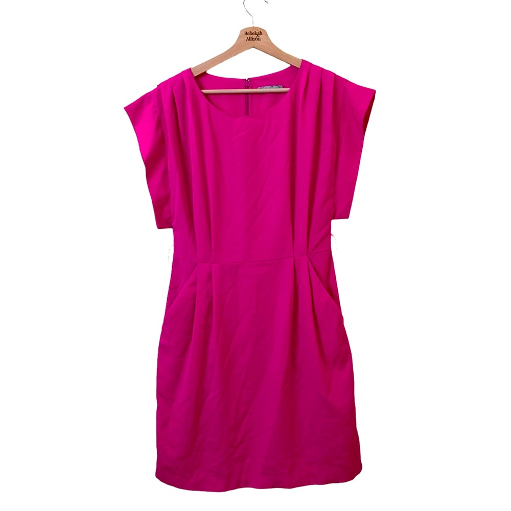Eliza J. Gorgeous Bright Pink Pleated Boxy Dress Size 8